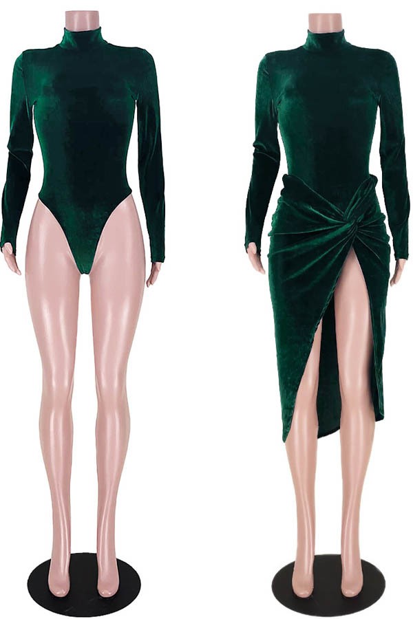 Velvet High Split Side Dress