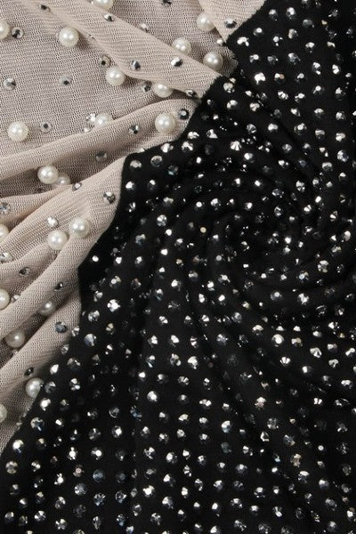 Rhinestone Long Sleeves Mini Dress