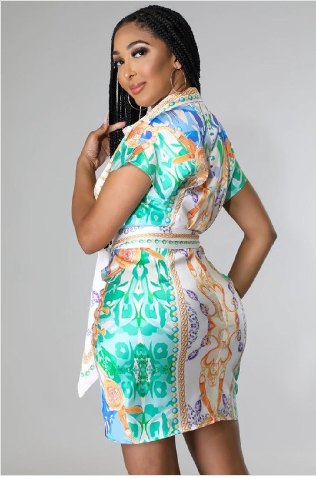 SEA PRINT SATIN DRESS