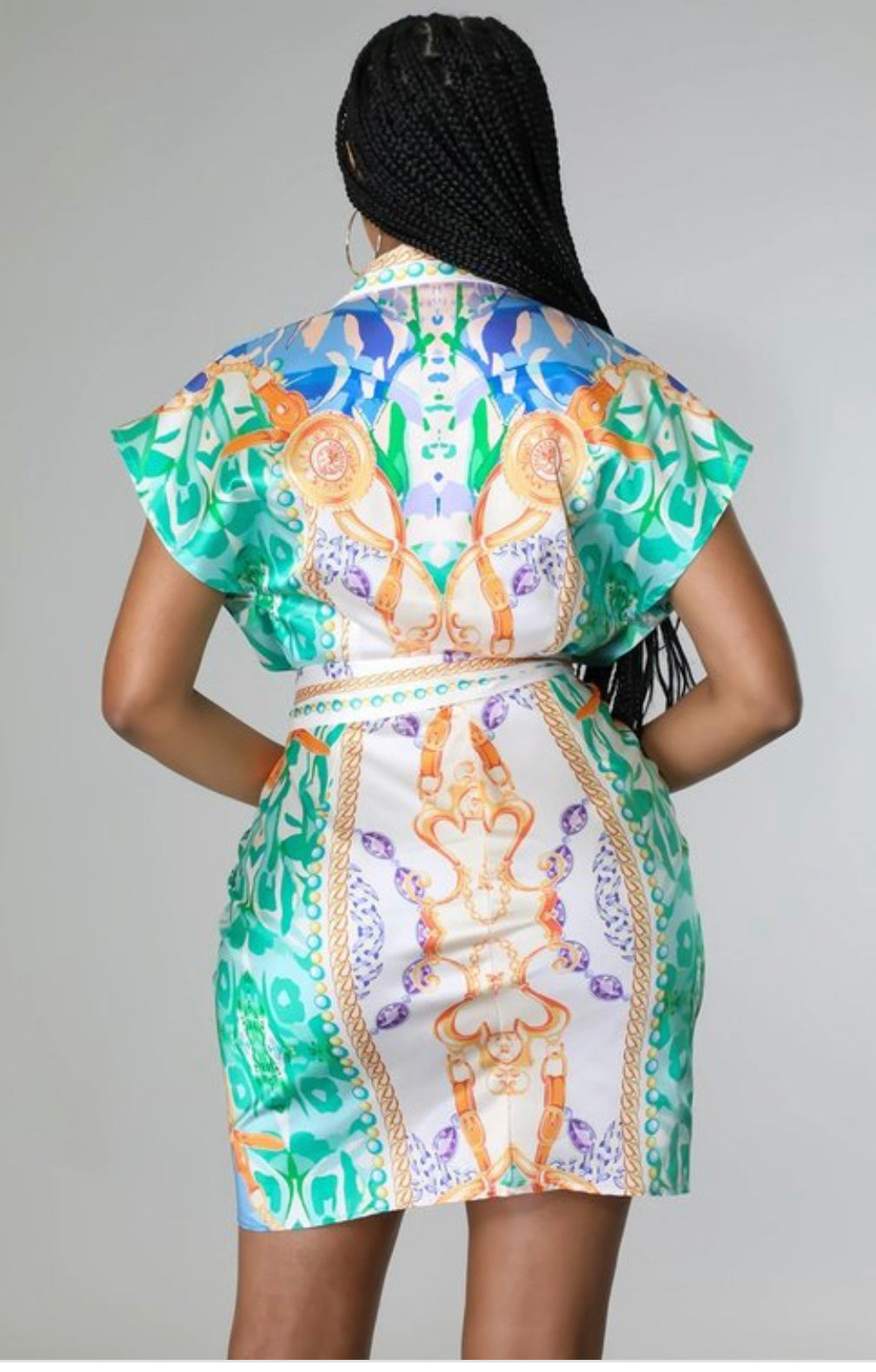 SEA PRINT SATIN DRESS