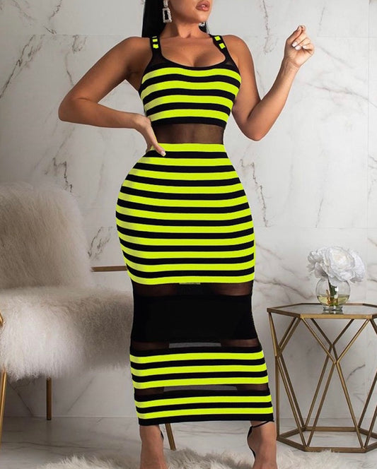 Thin Strap striped Dress